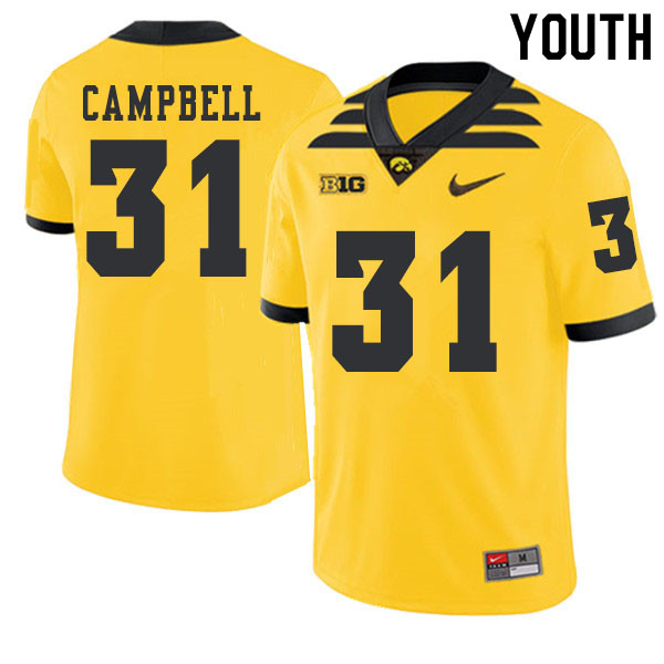 2019 Youth #31 Jack Campbell Iowa Hawkeyes College Football Alternate Jerseys Sale-Gold